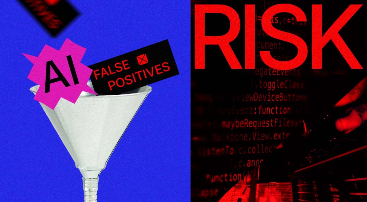 A split-screen of AI and the risks involved.