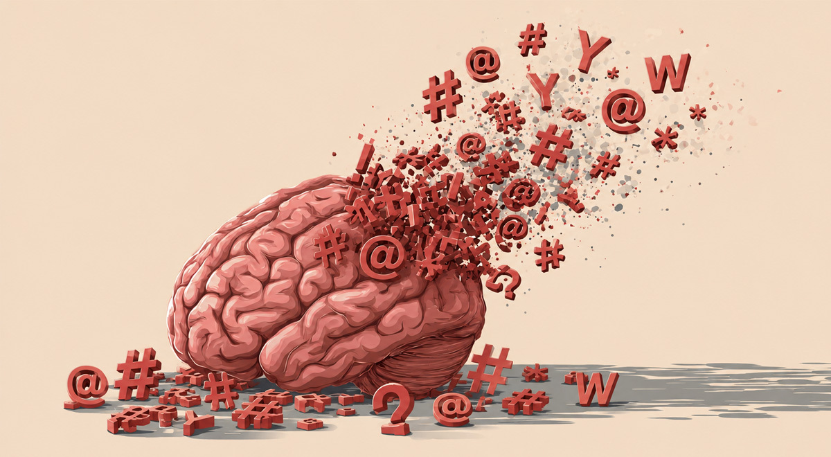 A brain struggling with a password, due to cognitive overload.