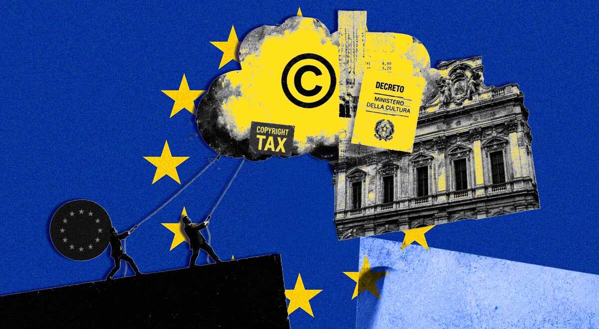 Concept of European cloud, Italian Ministry of Culture, copyright tax