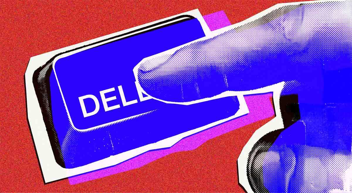 finger pushing delete