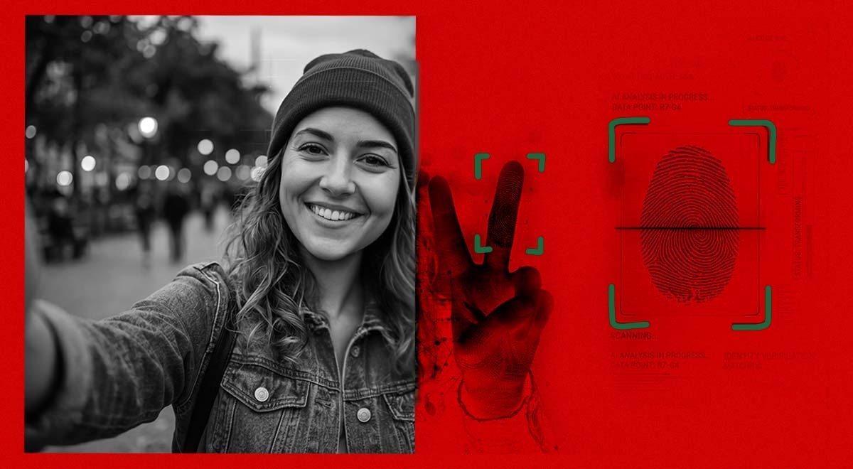 Fingerprints taken from a peace-sign selfie.