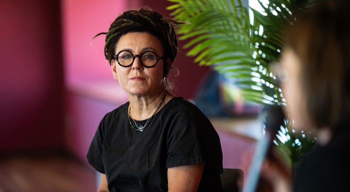 Polish writer and 2018 Nobel Laureate in Literature Olga Tokarczuk during a press conference