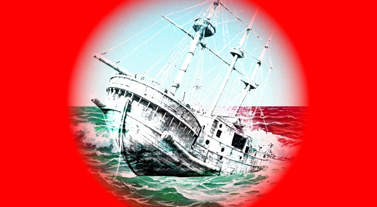 pirate ship that is sinking