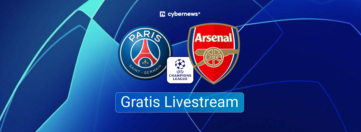 PSG vs. Arsenal London Logos, CL, blue