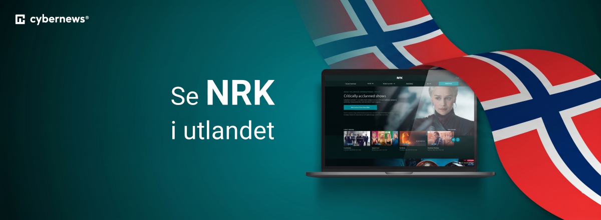 Se NRK i utlandet, norsk flagg, grønn bakgrunn