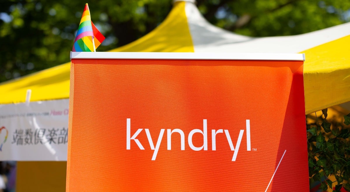 Information technology infrastructure provider Kyndryl (USA) booth at Tokyo Rainbow Parade 2023.