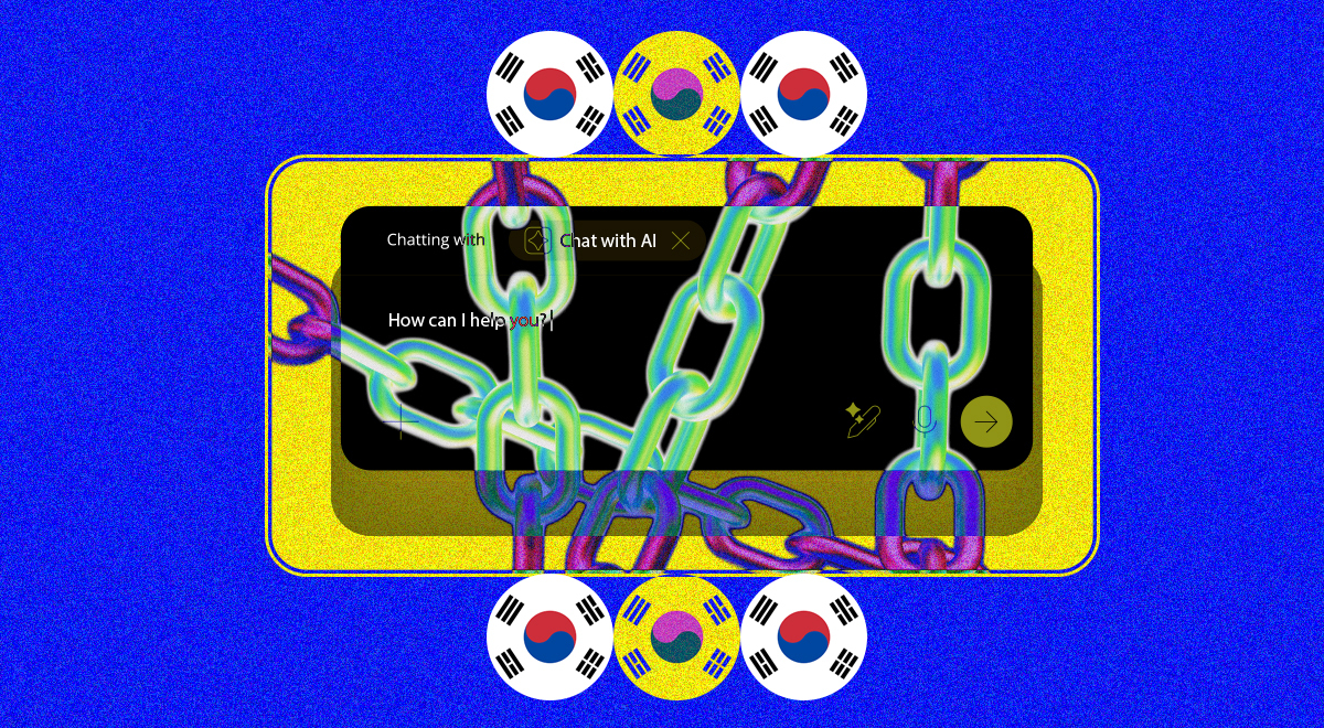 AI chat window wrapped in chains
