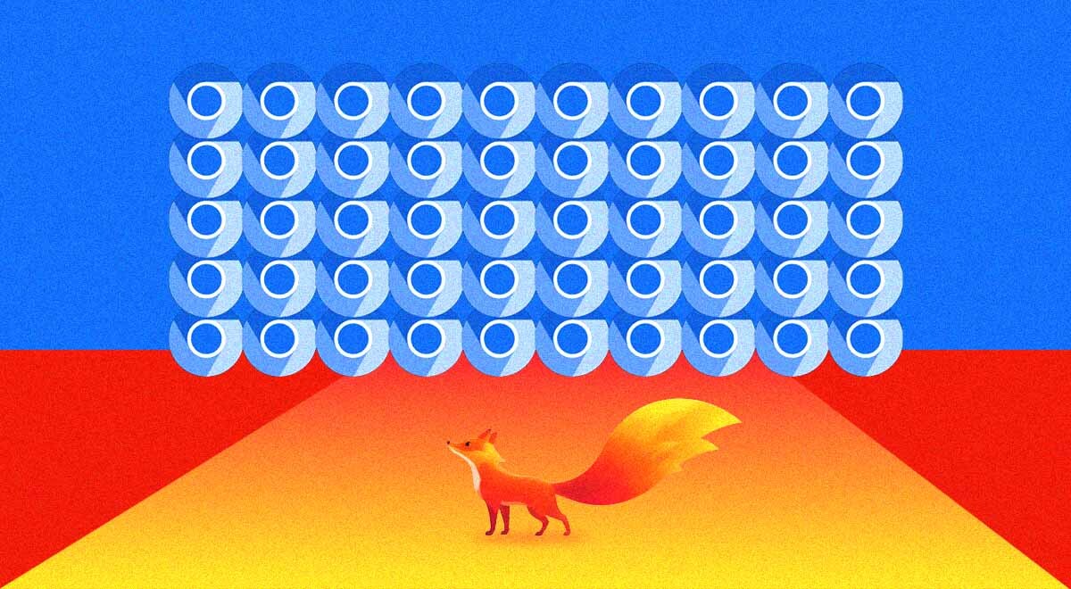 Firefox fox next to Google Chrome logos.
