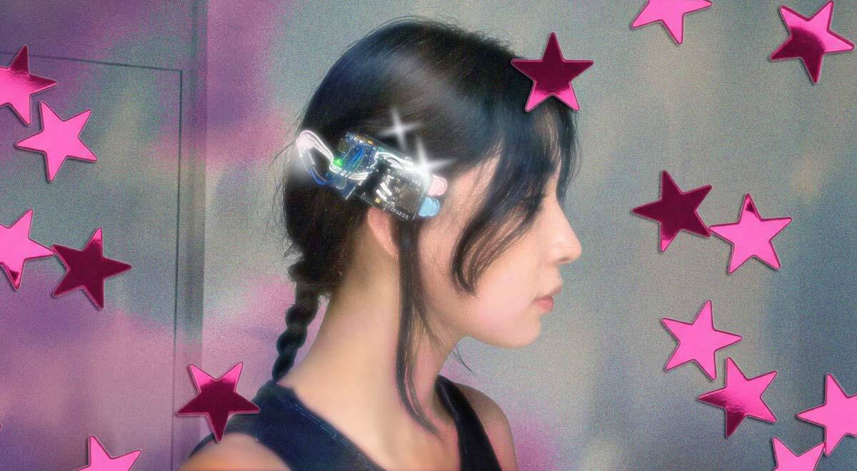 Y2K robot hair clip
