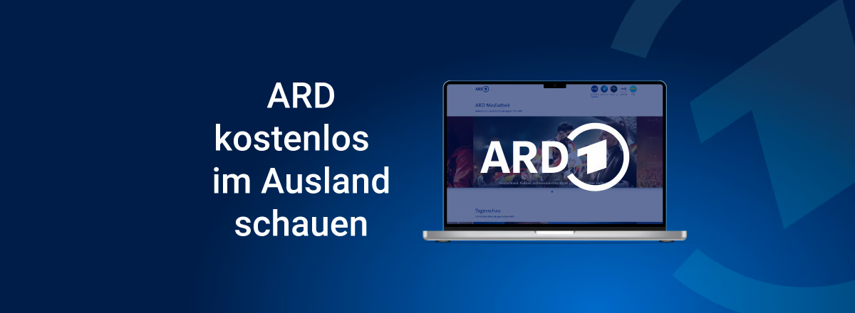 Fernseher mit ARD-Logo, blauer Hintergrund
