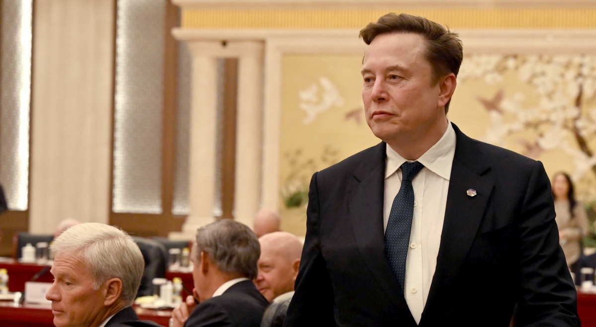 elon musk, black tux, dark blue tie, white collar shirt, fancy environment