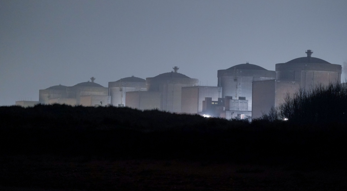 A nuclear power station in the mist.