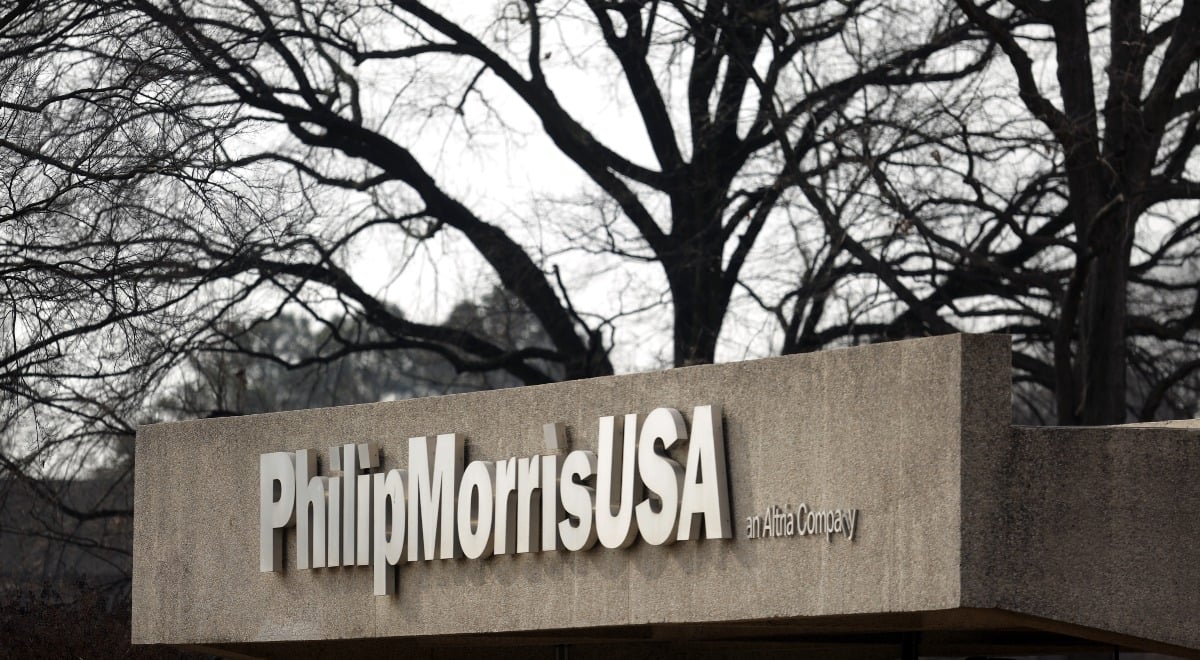 Signage is displayed outside the Phillip Morris USA Inc. production facility in Richmond