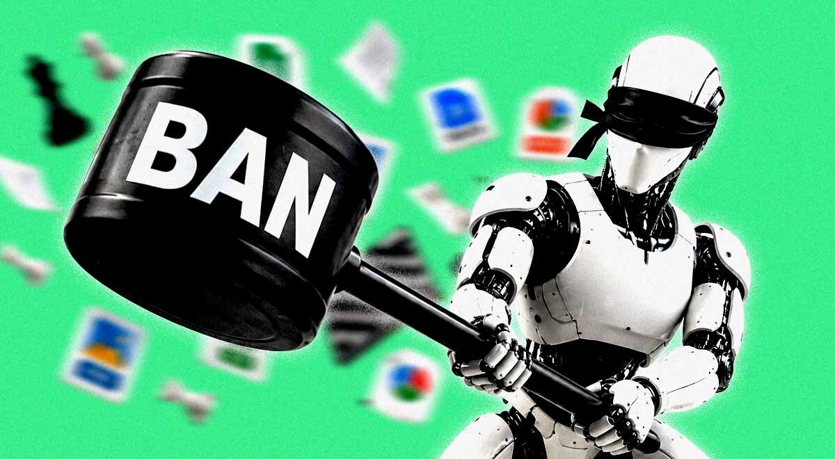 An AI robot with a hammer, moderator.
