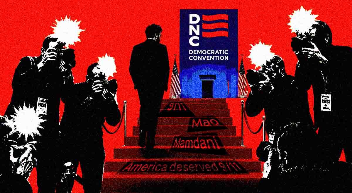 A silhouette of Hasan Piker approaching the young Democratic conference.