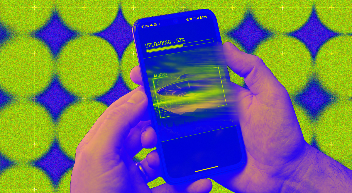 A UFO dissolving into an AI