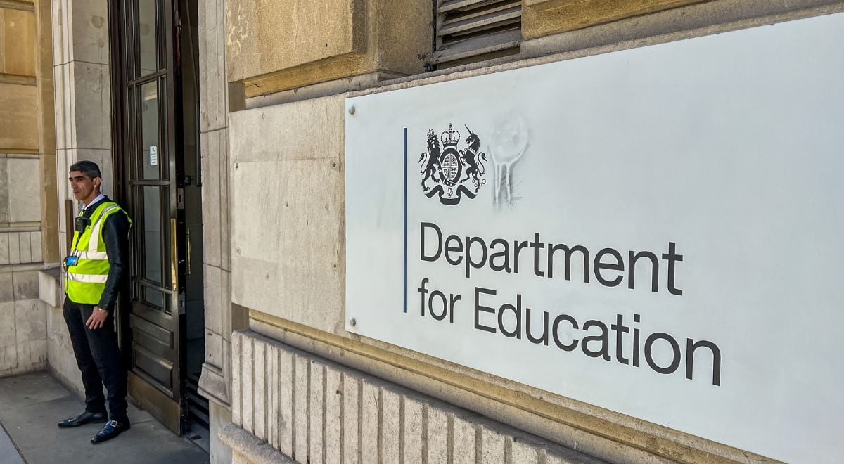 UK Department for Education building sign