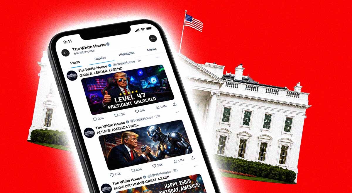A social media feed for the white house on a cell phone.