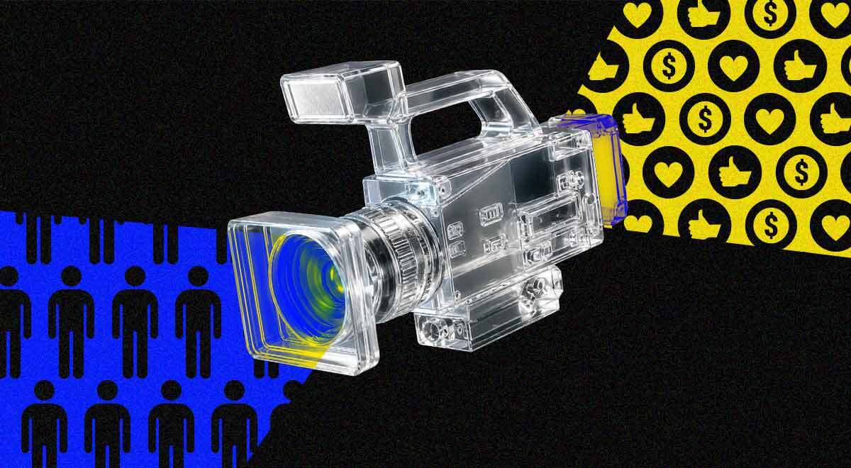 A projector projecting likes and signs of people.