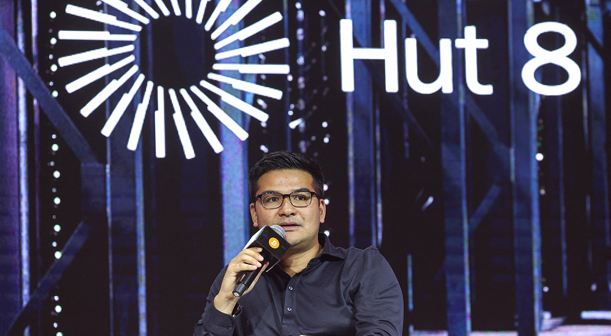 Asher Genoot speaks during Bitcoin Asia conference, in Hong Kong, China