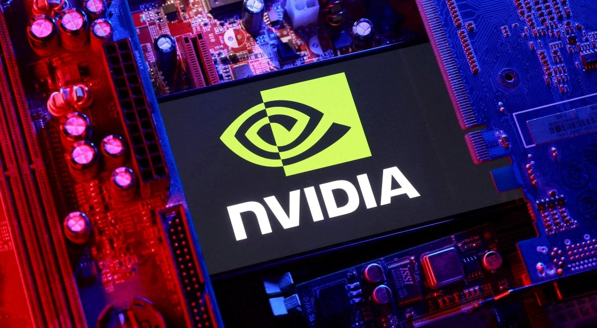 Nvidia logo overlayed on computer motherboard