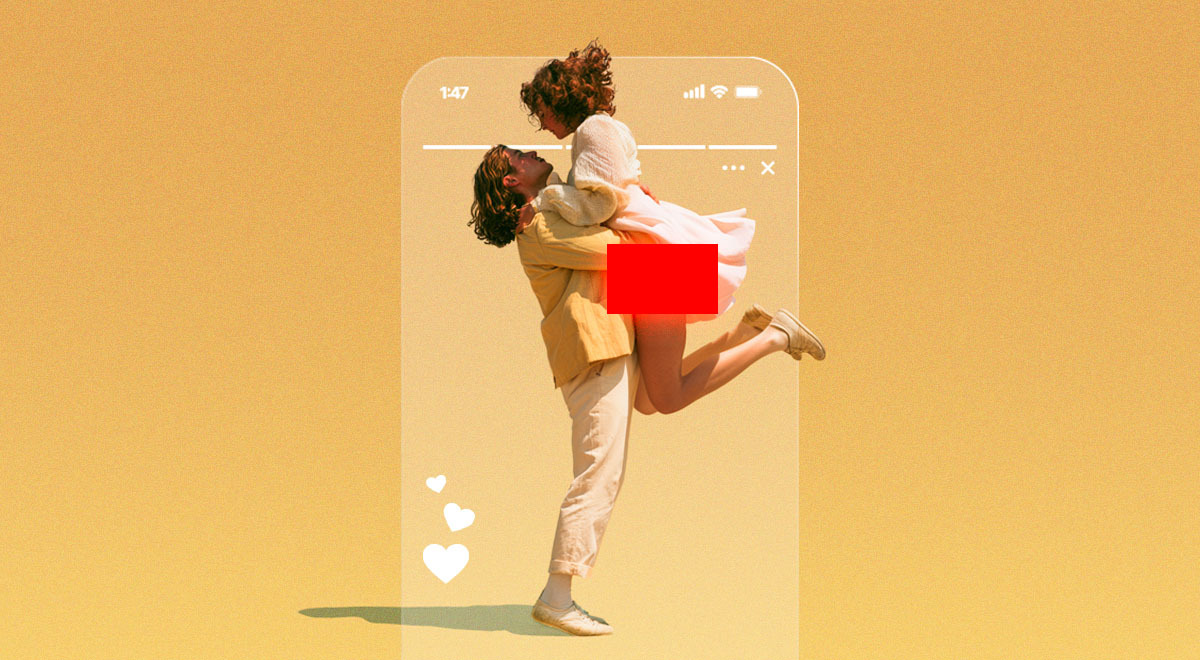A man is lifting up a woman in the air, exposing her underwear
