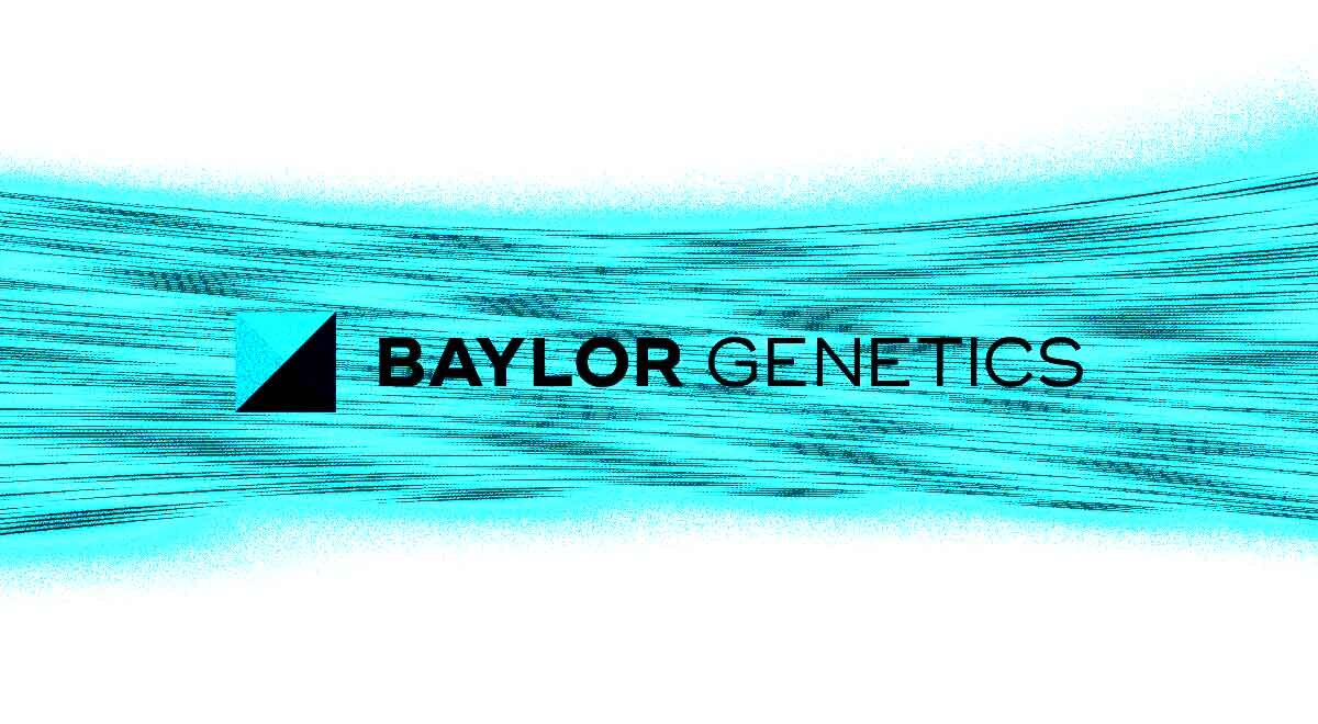 Baylor Genetics logo in a blue background