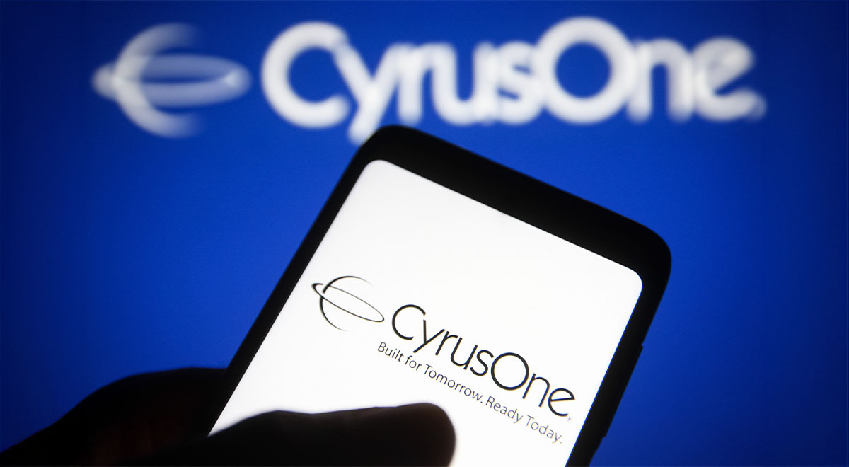 CyrusOne logo in blue background