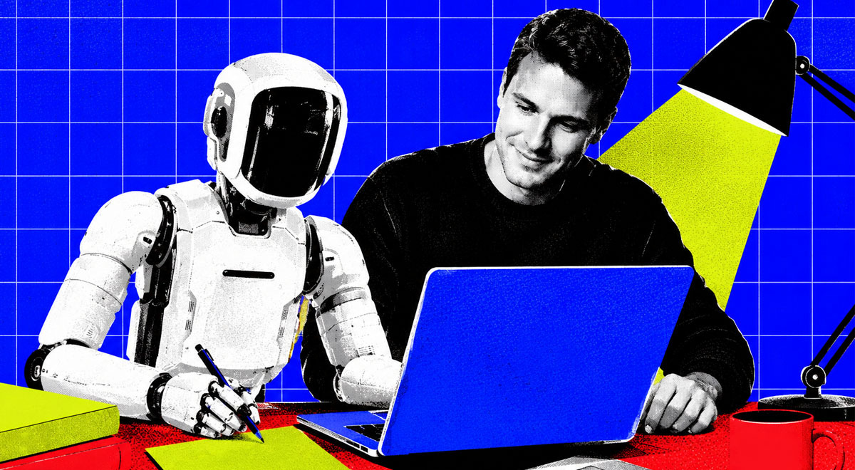 AI helps person with a project on a computer