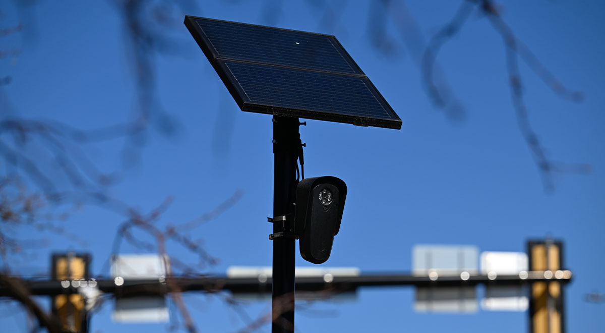 A Flock surveillance camera in a street