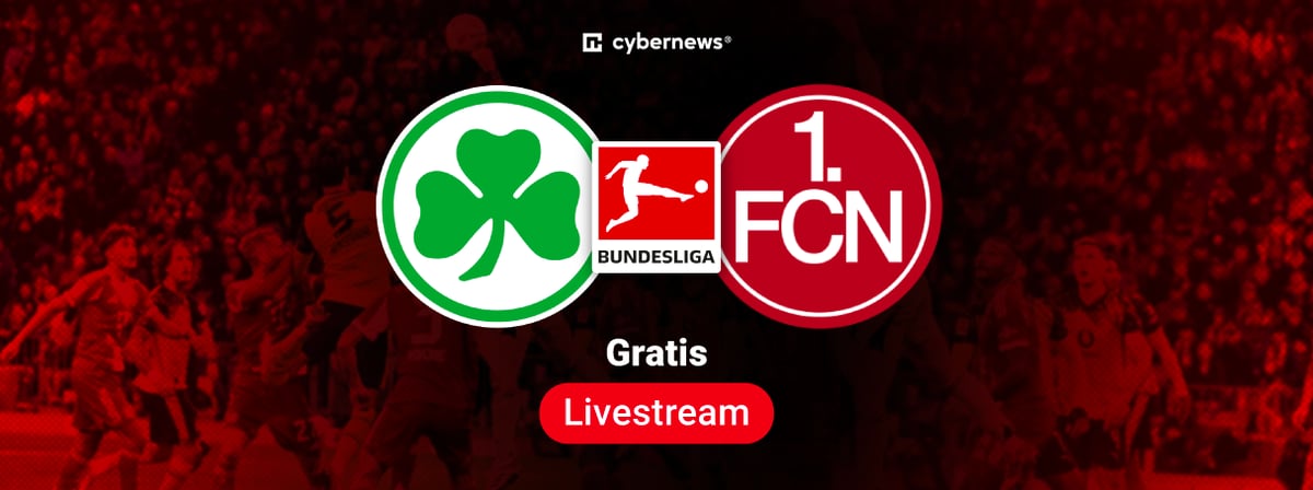 Fürth vs. Nürnberg Team-Logos, 2. Bundesliga Gratis-Livestream, rot