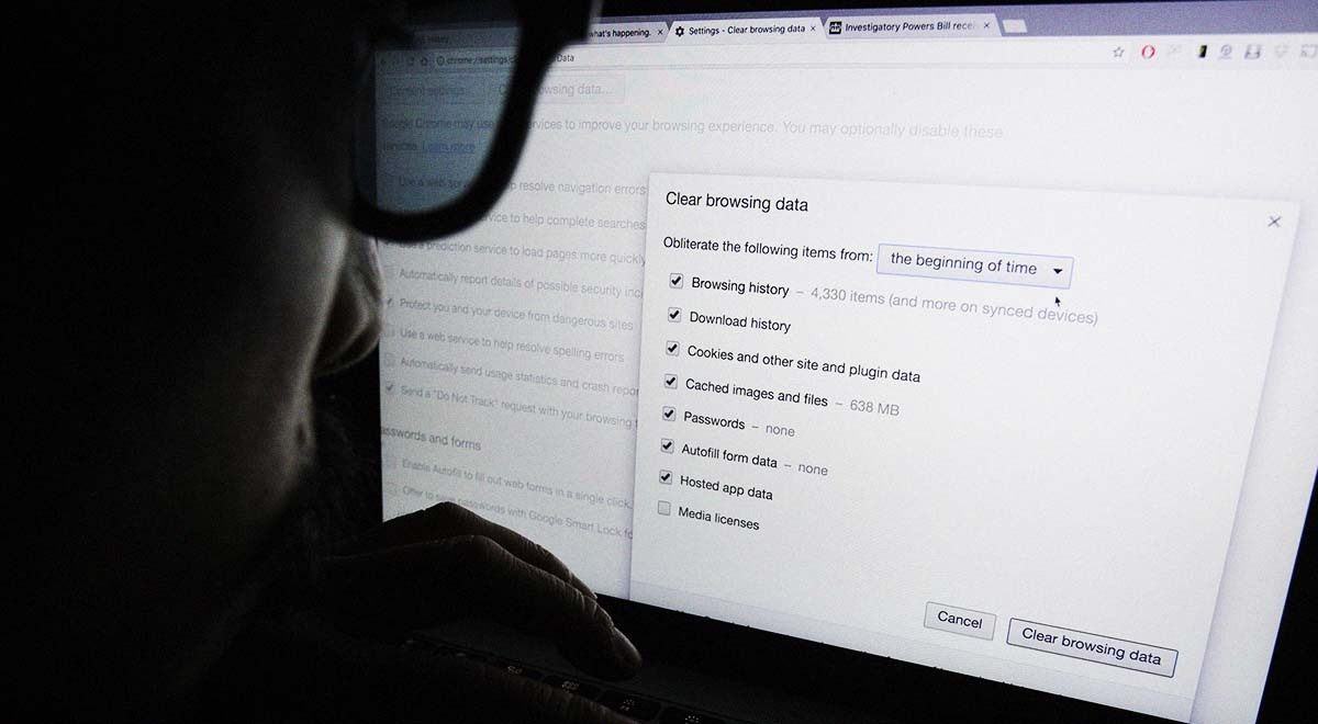 A close-up of a person clearing their browsing history