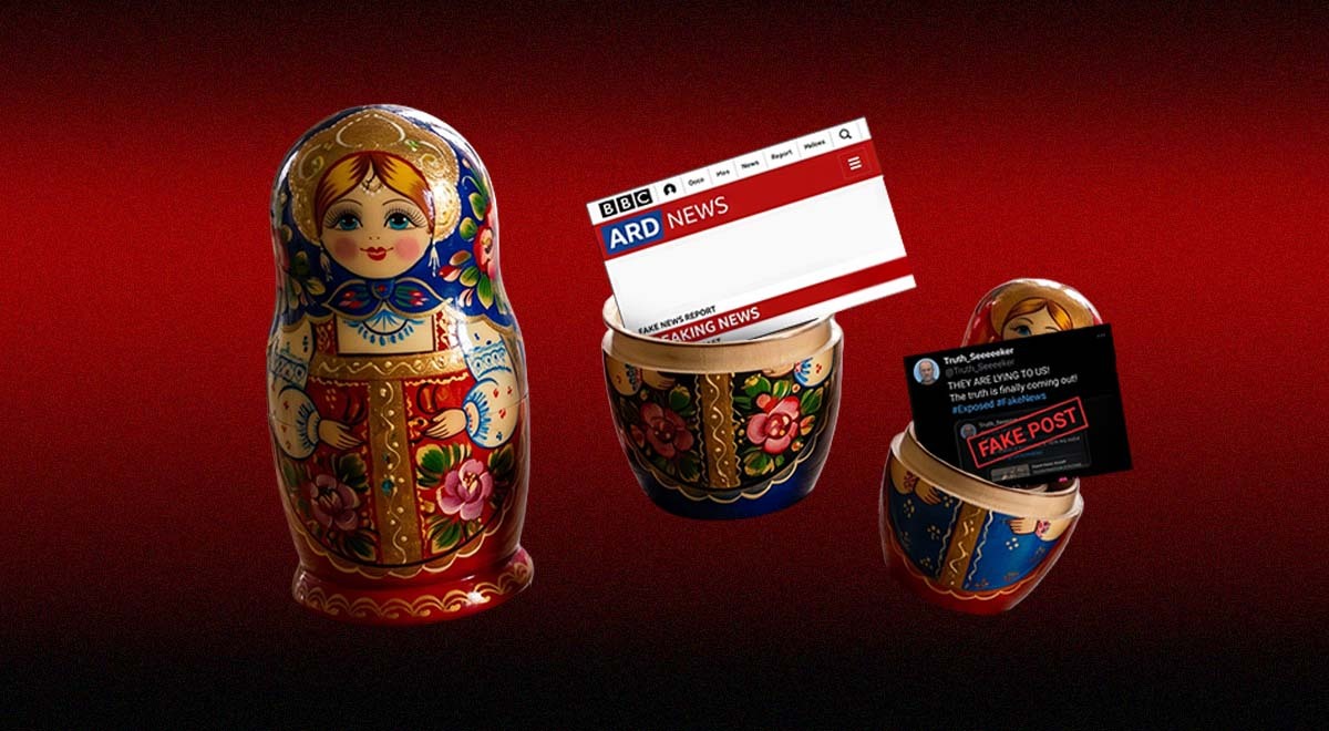 Russian matryoshka dolls containing fake news.