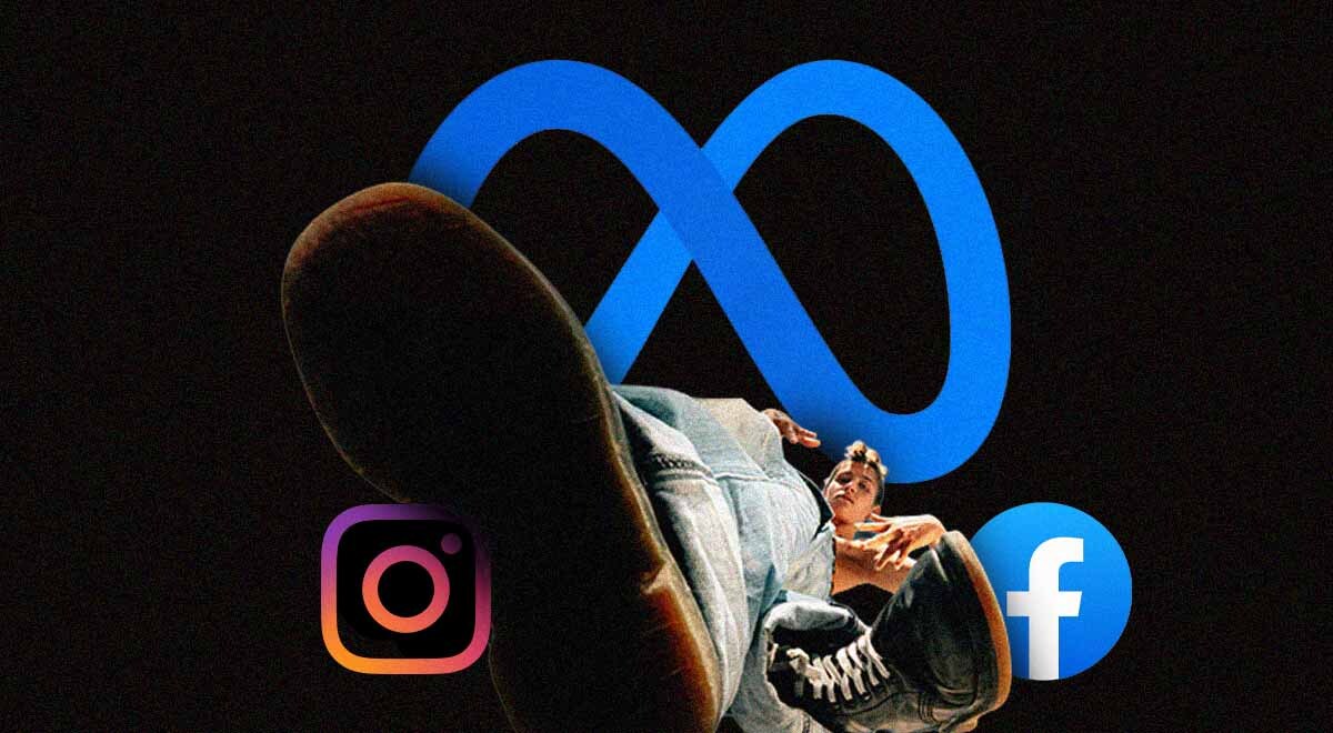 Meta, Instagram and Facebook logo with a teenager