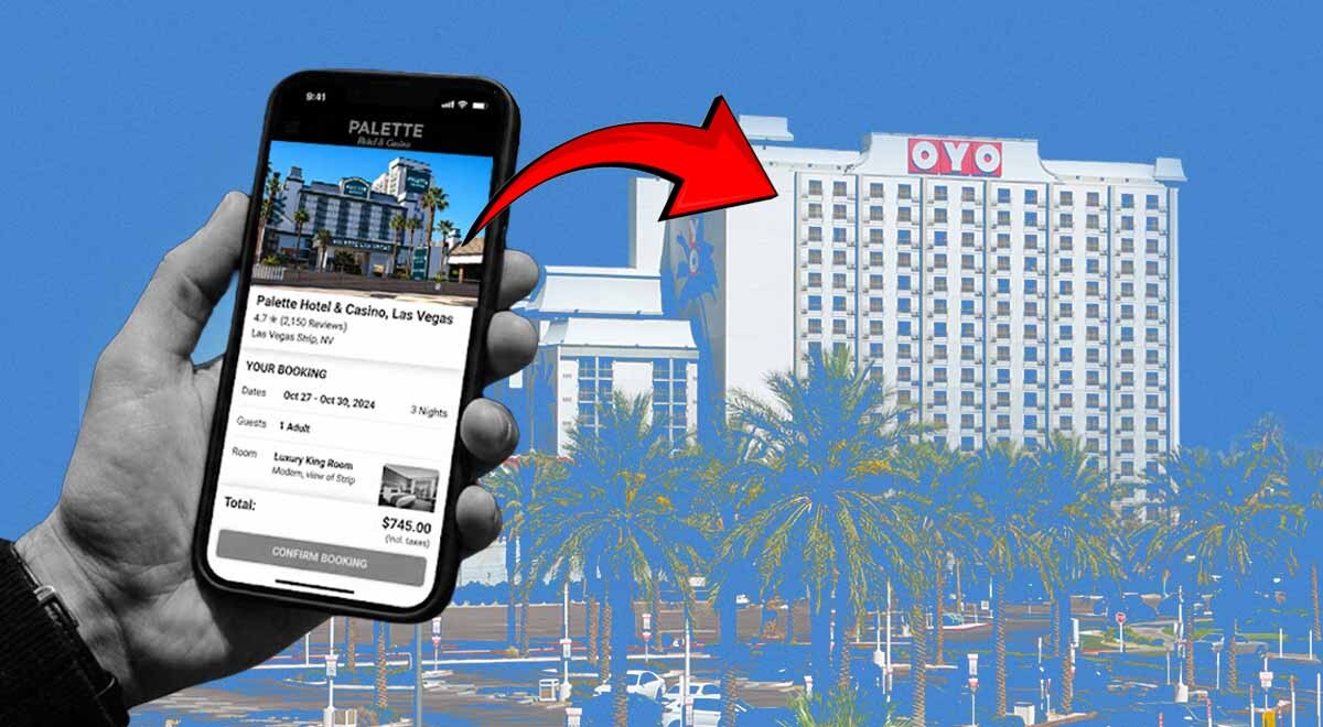 A scam hotel booking on a cell phone.