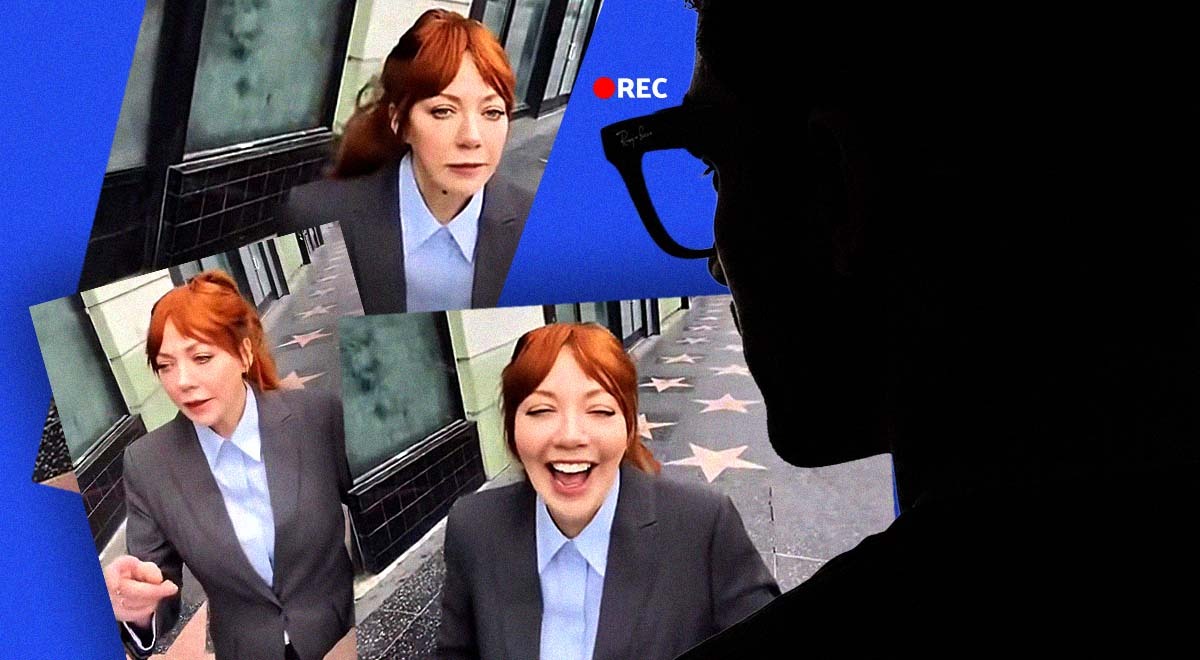 Actress Diane Morgan being filmed at Hollywood’s Walk of Fame by Meta glasses