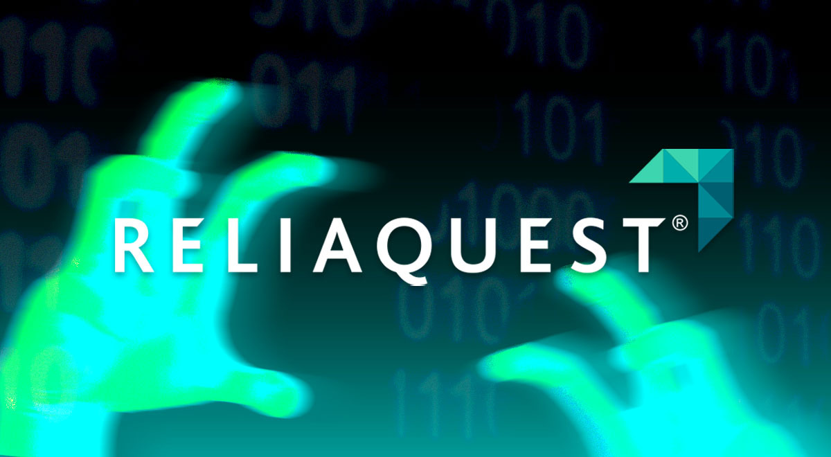 ReliaQuest logo with hands in the background