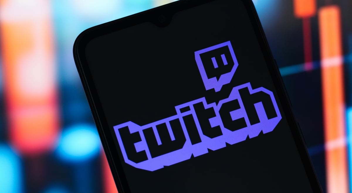 Twitch logo on phone screen