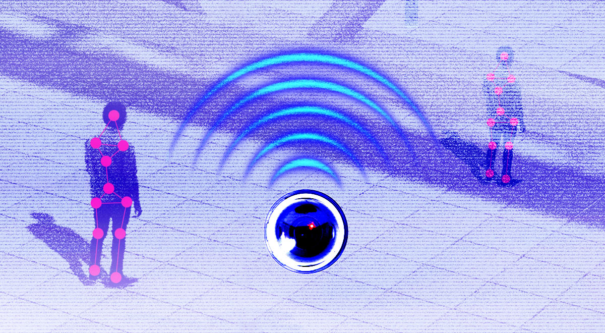 A large WiFi, two people recognized via camera