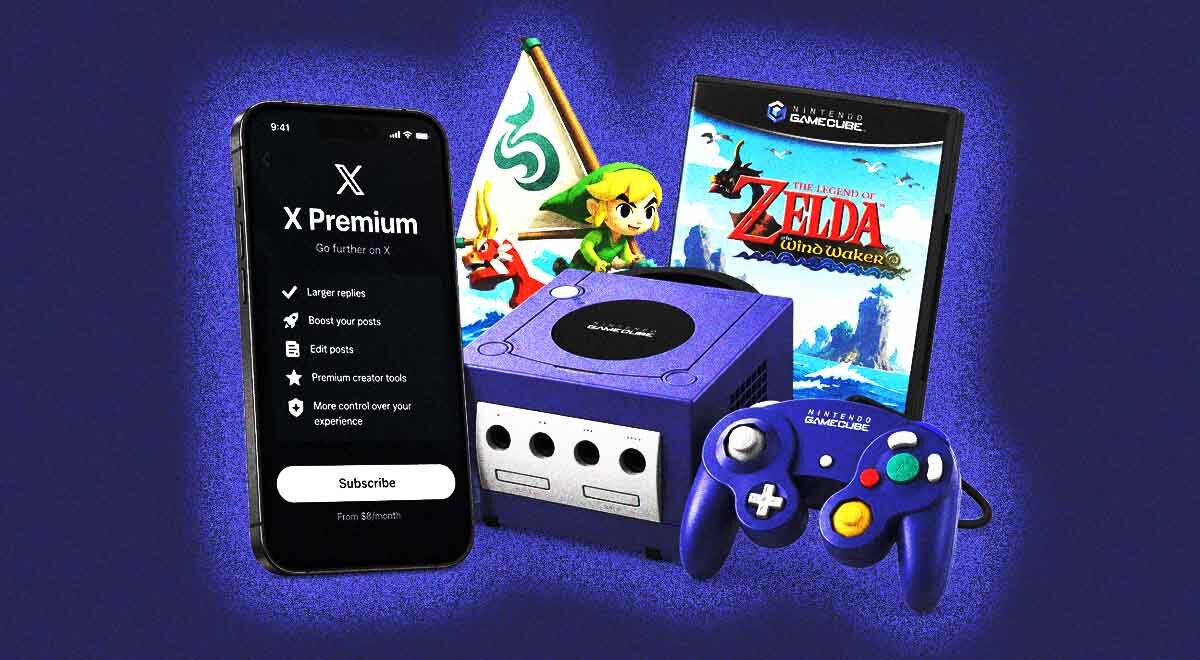 Zelda, a Nintendo GameCube, and an X premium subscription.