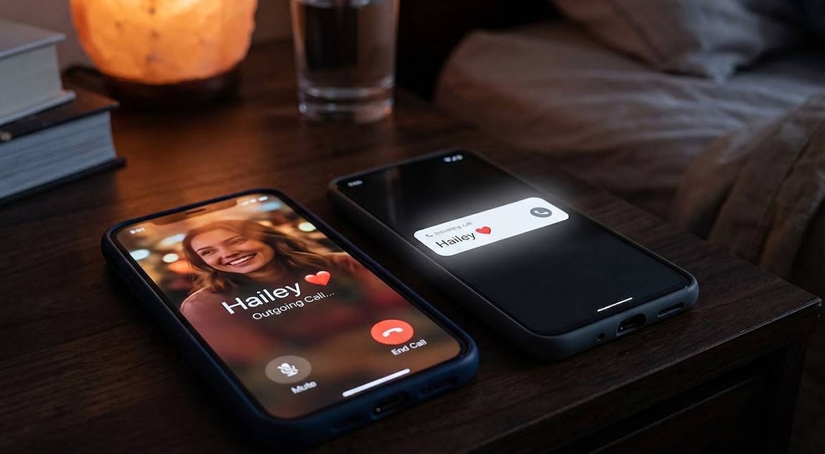 A romantic outgoing call, only incoming on a phone beside it. Image by Cybernews.