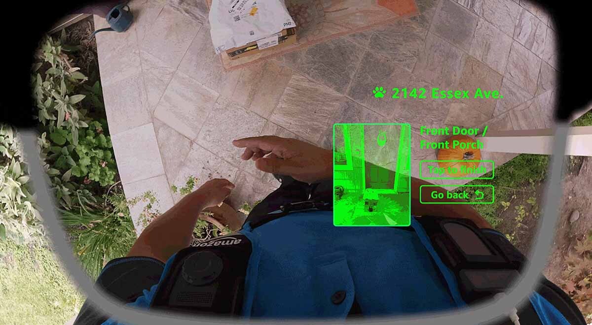 View through Amazon's smart delivery glasses.