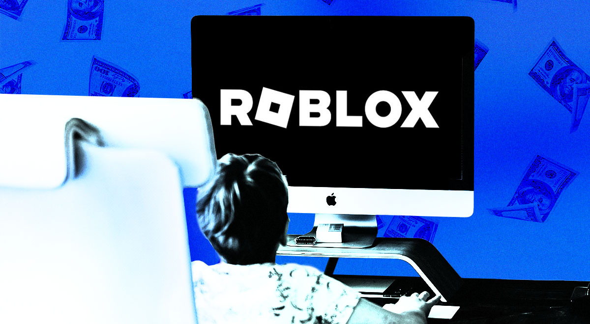 A child at his PC playing Roblox
