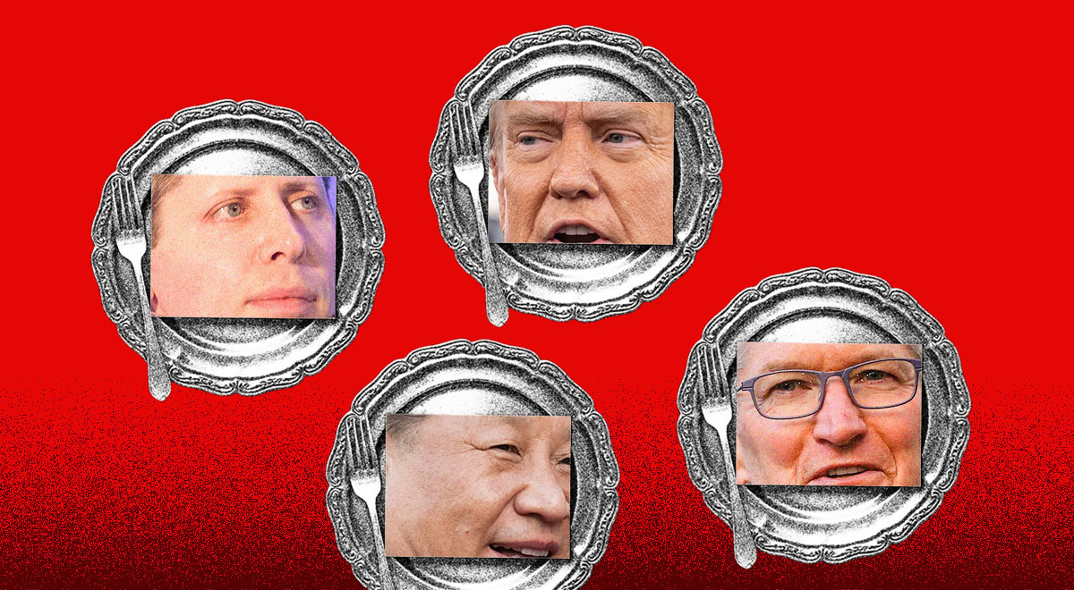 Cook, Trump, Altman and Xi is having a dinner in white house 