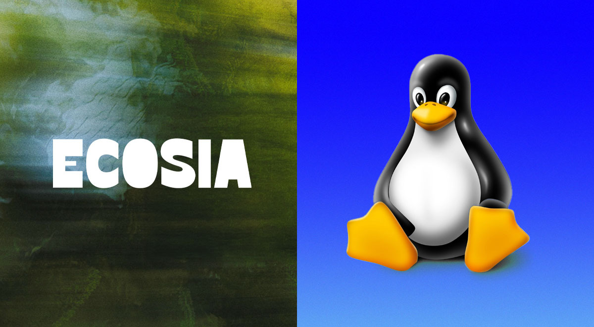 The logos of Ecosia Search Engine and Linux operating system