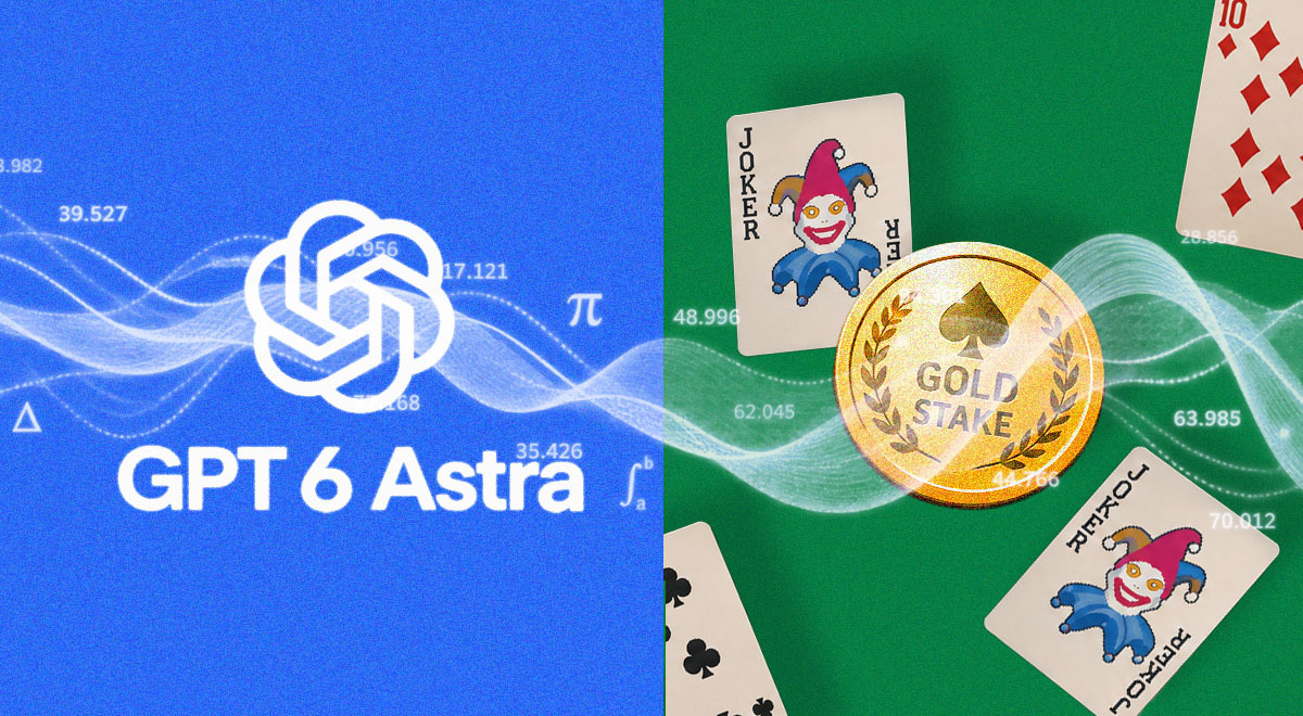 Split screen of GPT6 logo and a game of Balatro poker.