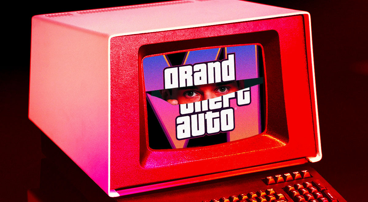 A vintage computer screen depicting GTA 6 imagery.