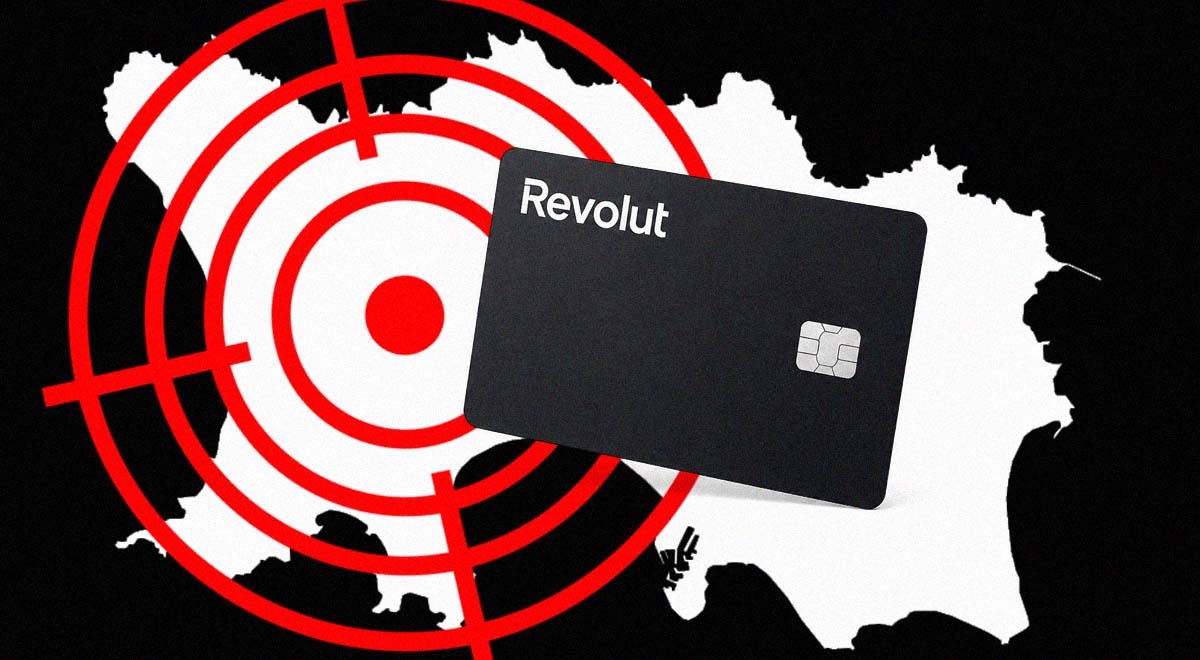 Target on the Isle of Jersey, and black payment card with Revolut logo.