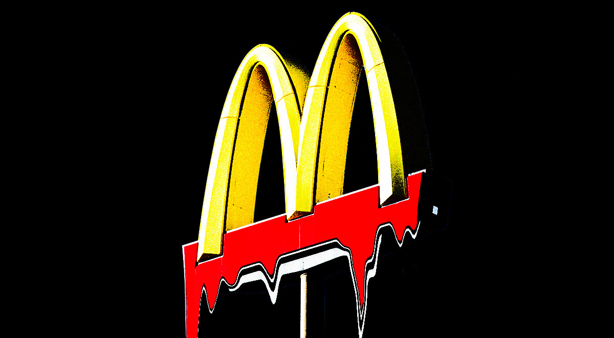 Melting McDonalds logo with a black background