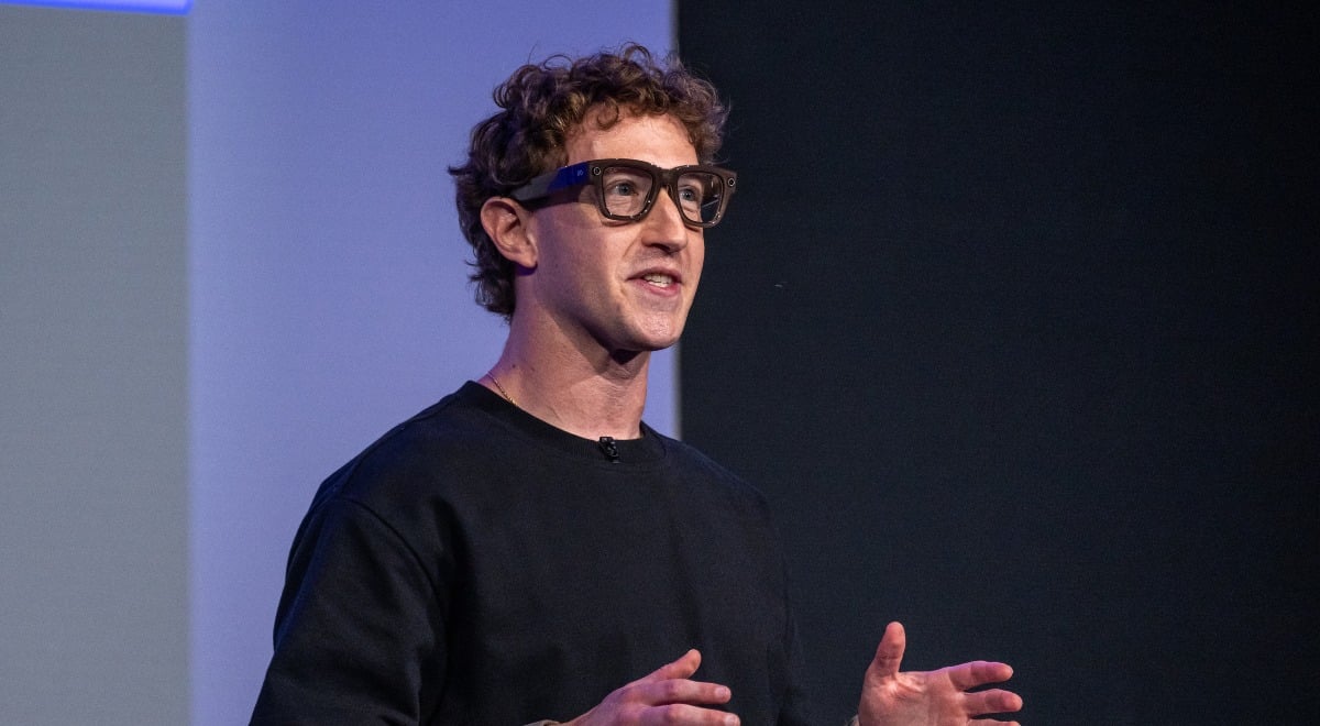 Mark Zuckerberg wears a pair of Meta Ray-Ban Display AI glasses